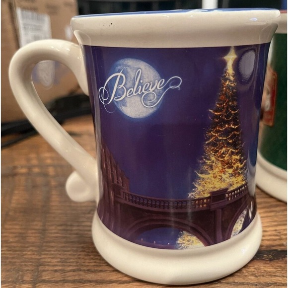 Christmas Polar Express 12oz Believe 3D Ceramic Hot Chocolate Mug 4 Set Coffee - Picture 2 of 11